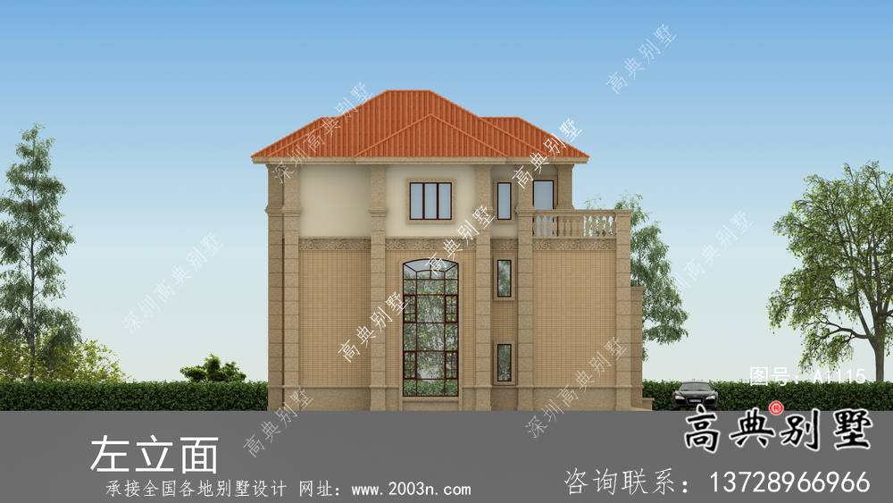 鄉(xiāng)村大氣三層歐式別墅設(shè)計圖紙及效果圖