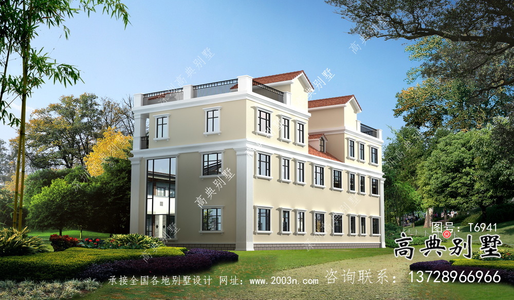 農村個性復式雙拼三層別墅設計圖