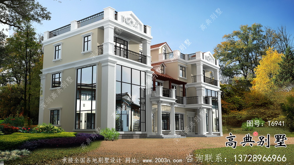 農村個性復式雙拼三層別墅設計圖