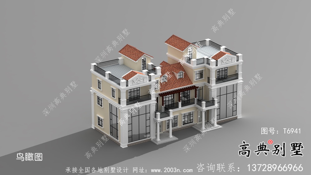 農村個性復式雙拼三層別墅設計圖