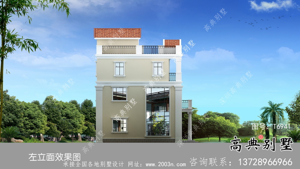 農村個性復式雙拼三層別墅設計圖