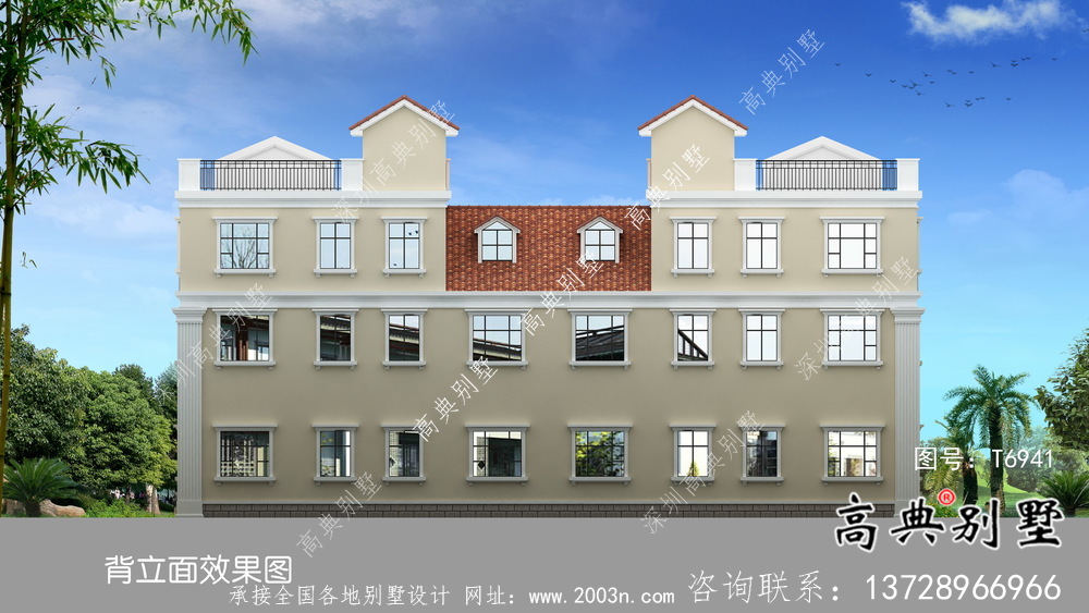 農村個性復式雙拼三層別墅設計圖