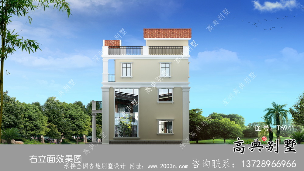 農村個性復式雙拼三層別墅設計圖