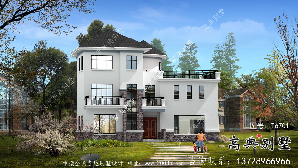小戶型房子鄉(xiāng)村別墅戶型圖，現(xiàn)代風(fēng)格外型設(shè)計效果圖