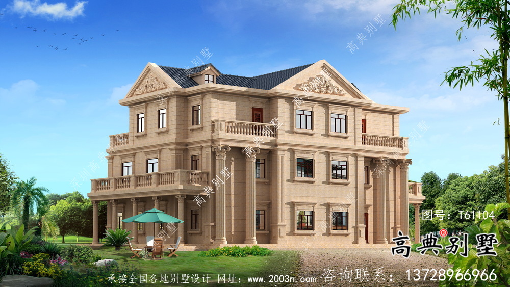 簡(jiǎn)潔美麗的三層農(nóng)村別墅設(shè)計(jì)圖紙及效果圖