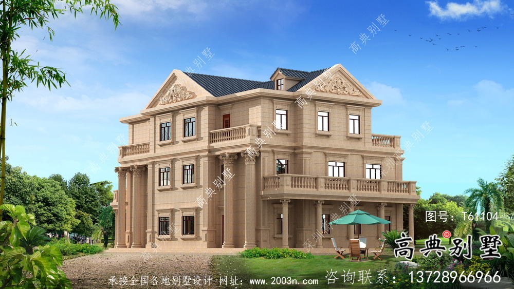 簡(jiǎn)潔美麗的三層農(nóng)村別墅設(shè)計(jì)圖紙及效果圖