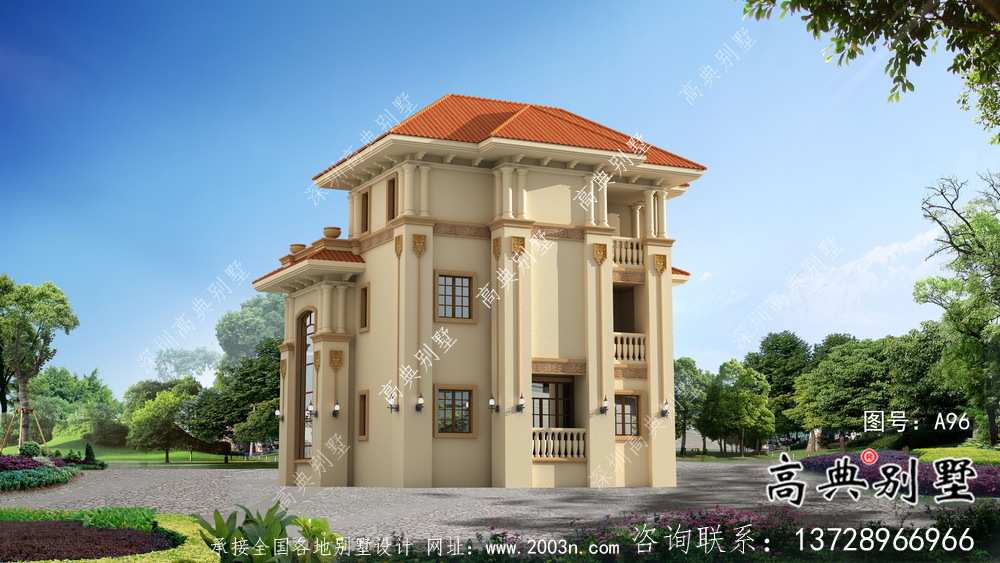 簡潔美麗的三層農(nóng)村別墅設(shè)計(jì)圖紙及效果圖