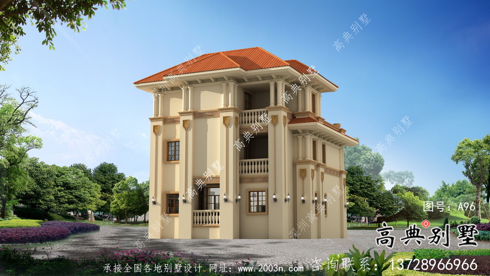 簡潔美麗的三層農(nóng)村別墅設(shè)計(jì)圖紙及效果圖