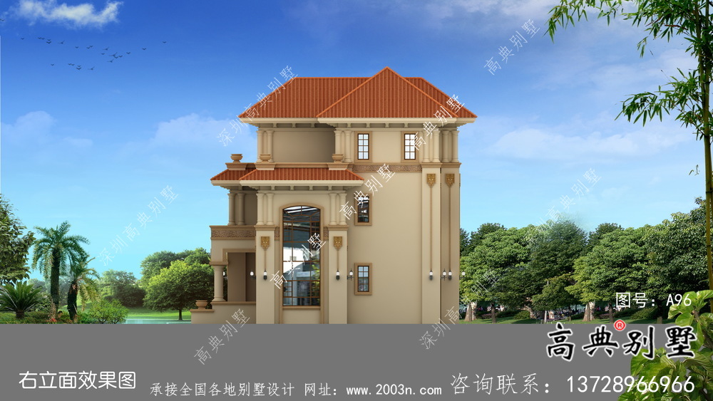 簡潔美麗的三層農(nóng)村別墅設(shè)計(jì)圖紙及效果圖
