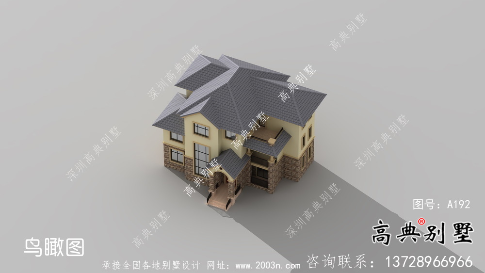 鄉(xiāng)村歐式三層別墅外觀(guān)效果圖
