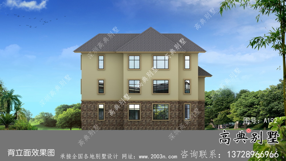鄉(xiāng)村歐式三層別墅外觀(guān)效果圖