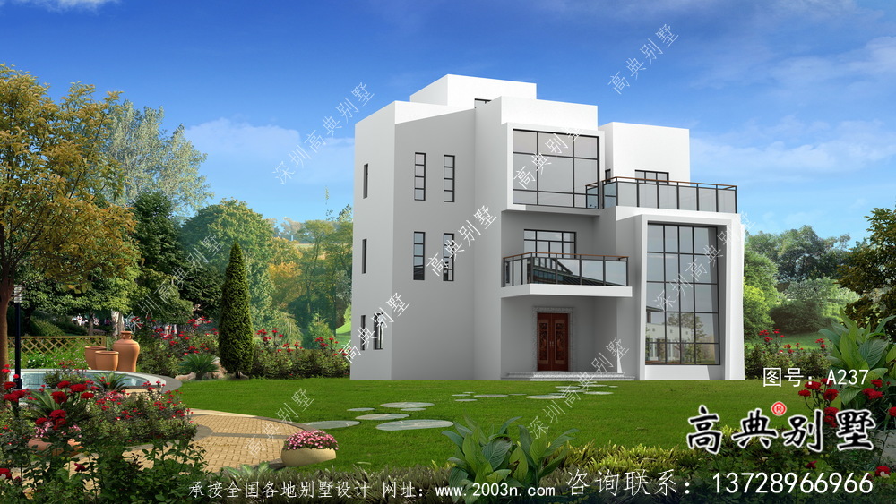 農(nóng)村三層現(xiàn)代風(fēng)格別墅設(shè)計(jì)圖紙大全