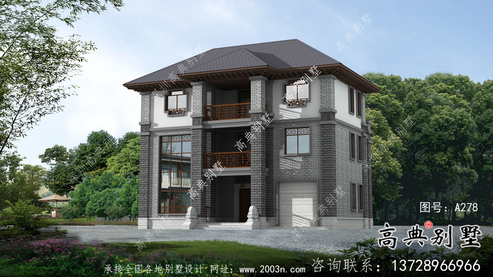 中式風(fēng)格三層創(chuàng)新農(nóng)村別墅設(shè)計(jì)圖紙
