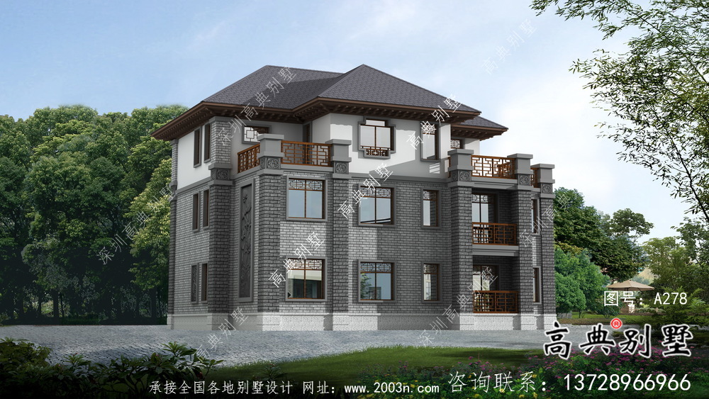 中式風(fēng)格三層創(chuàng)新農(nóng)村別墅設(shè)計(jì)圖紙