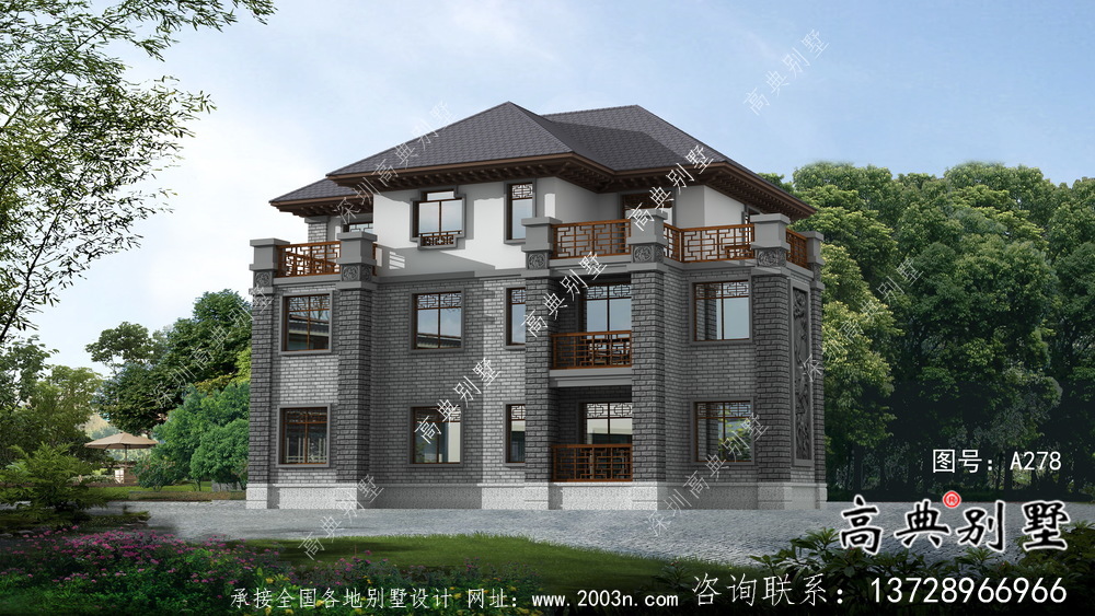 中式風(fēng)格三層創(chuàng)新農(nóng)村別墅設(shè)計(jì)圖紙