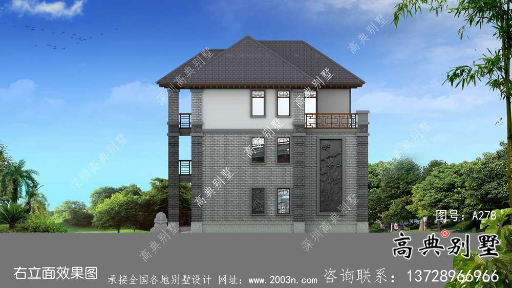 中式風(fēng)格三層創(chuàng)新農(nóng)村別墅設(shè)計(jì)圖紙