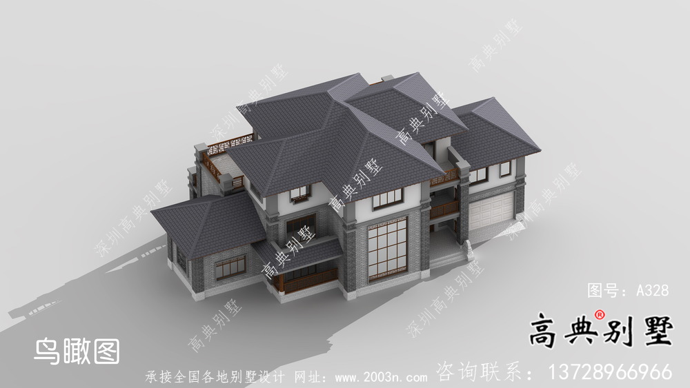 新中式復(fù)式三層新農(nóng)村房屋設(shè)計(jì)圖紙