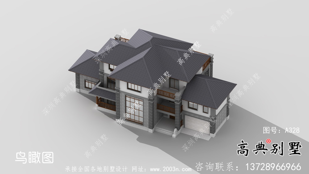 新中式復(fù)式三層新農(nóng)村房屋設(shè)計(jì)圖紙