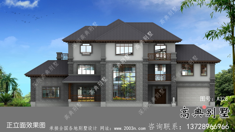 新中式復(fù)式三層新農(nóng)村房屋設(shè)計(jì)圖紙