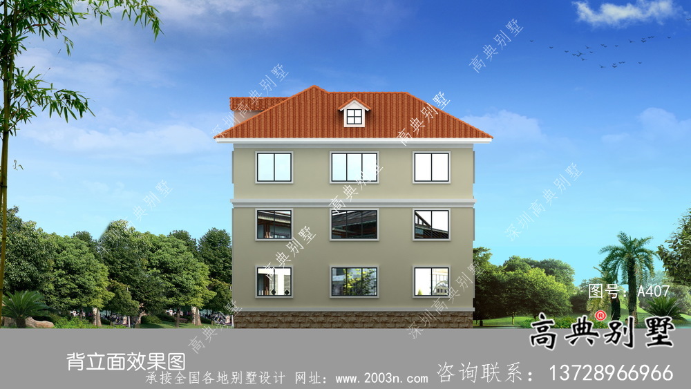 復(fù)式漂亮三層歐式農(nóng)村別墅外觀效果圖