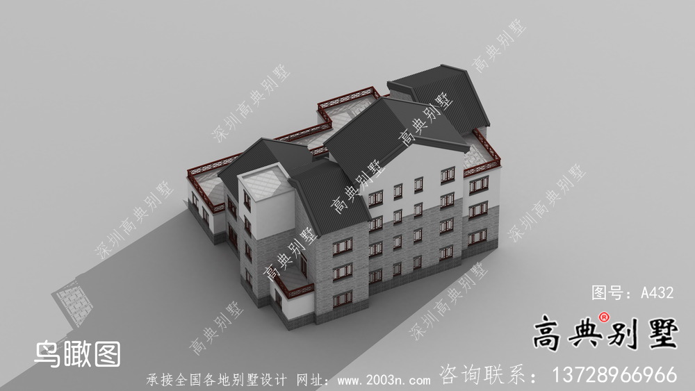 新中式三層庭院別墅自建設計圖紙