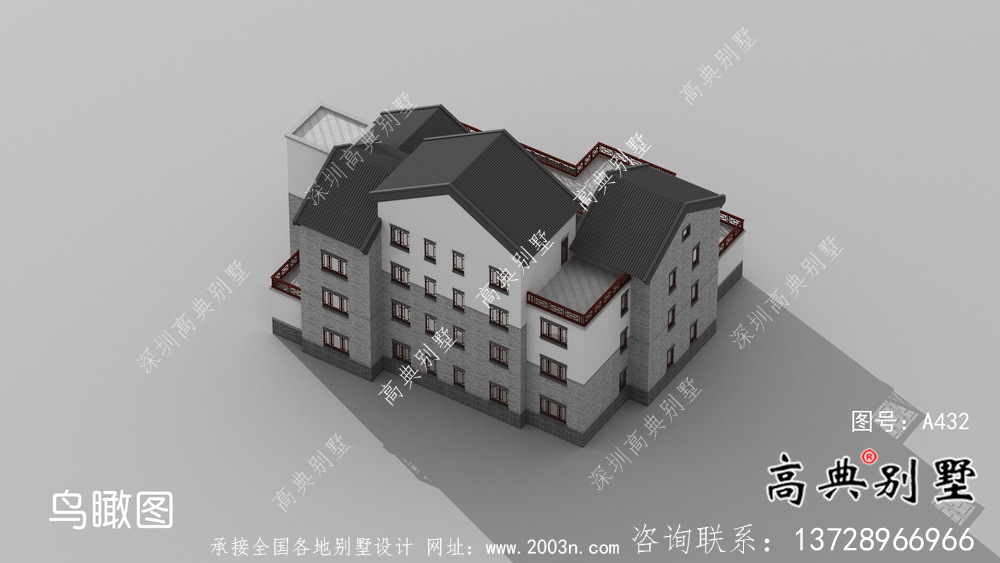 新中式三層庭院別墅自建設計圖紙