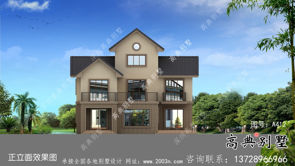 簡歐田園三層別墅設(shè)計效果圖大全