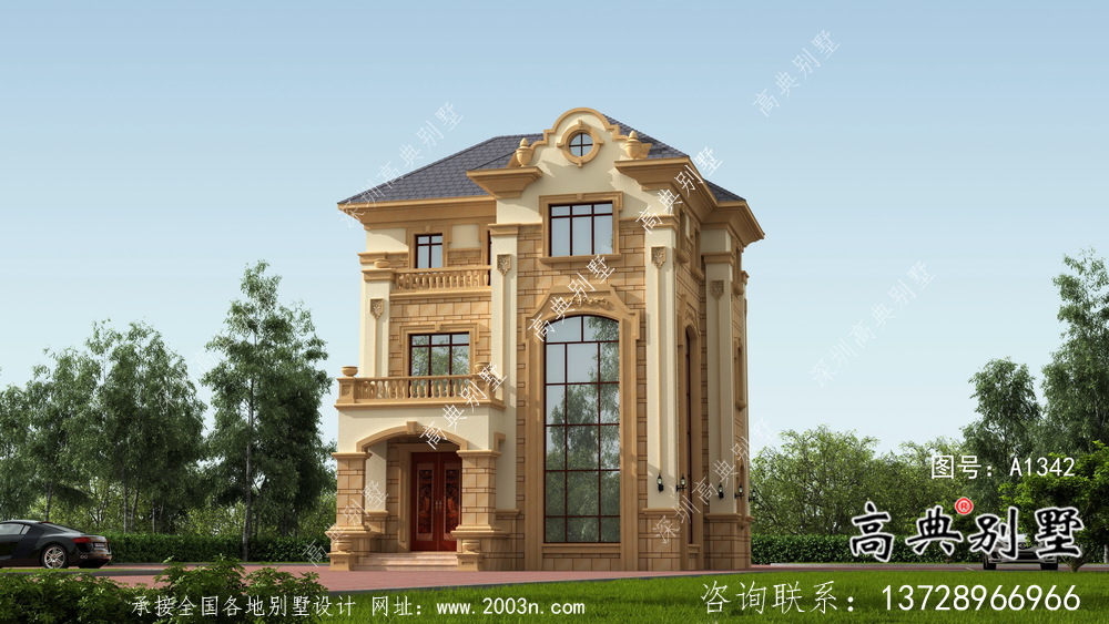外觀簡(jiǎn)易法式風(fēng)格農(nóng)村自建別墅設(shè)計(jì)圖+效果圖