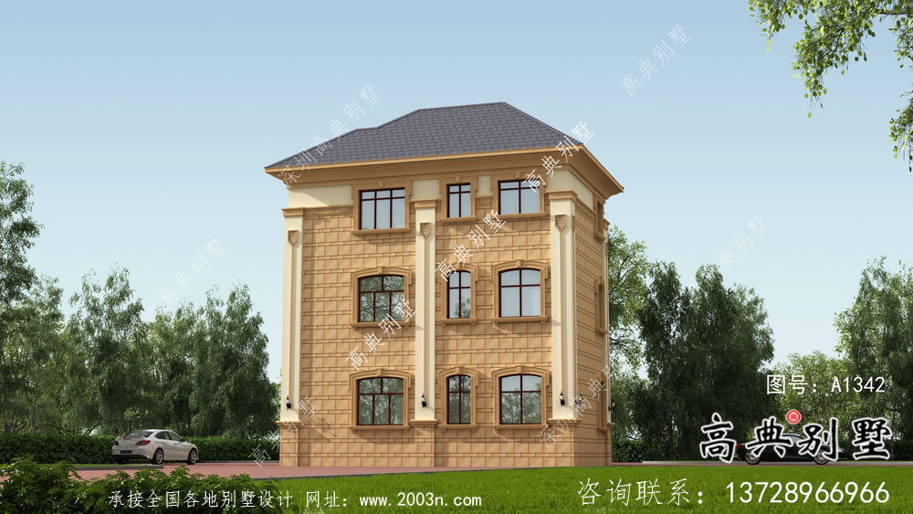 外觀簡(jiǎn)易法式風(fēng)格農(nóng)村自建別墅設(shè)計(jì)圖+效果圖