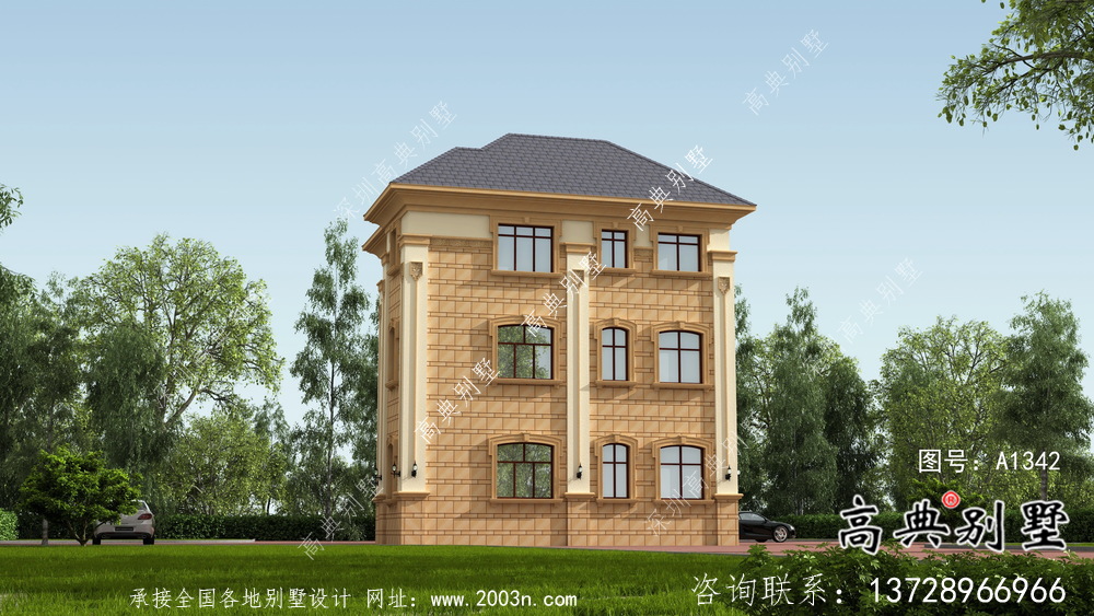外觀簡(jiǎn)易法式風(fēng)格農(nóng)村自建別墅設(shè)計(jì)圖+效果圖