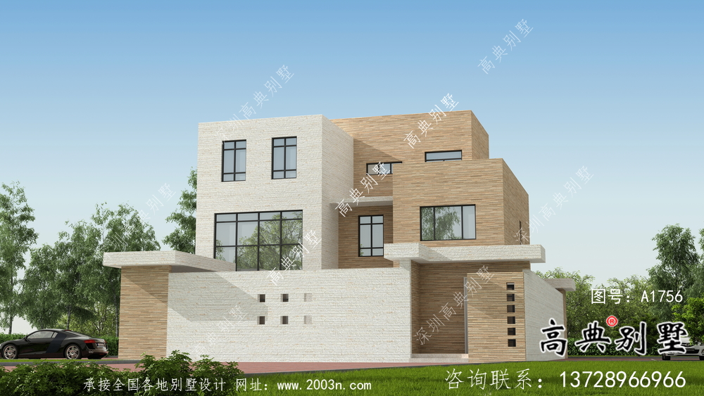 現(xiàn)代簡約精美院子平屋頂別墅設(shè)計圖+設(shè)計效果圖