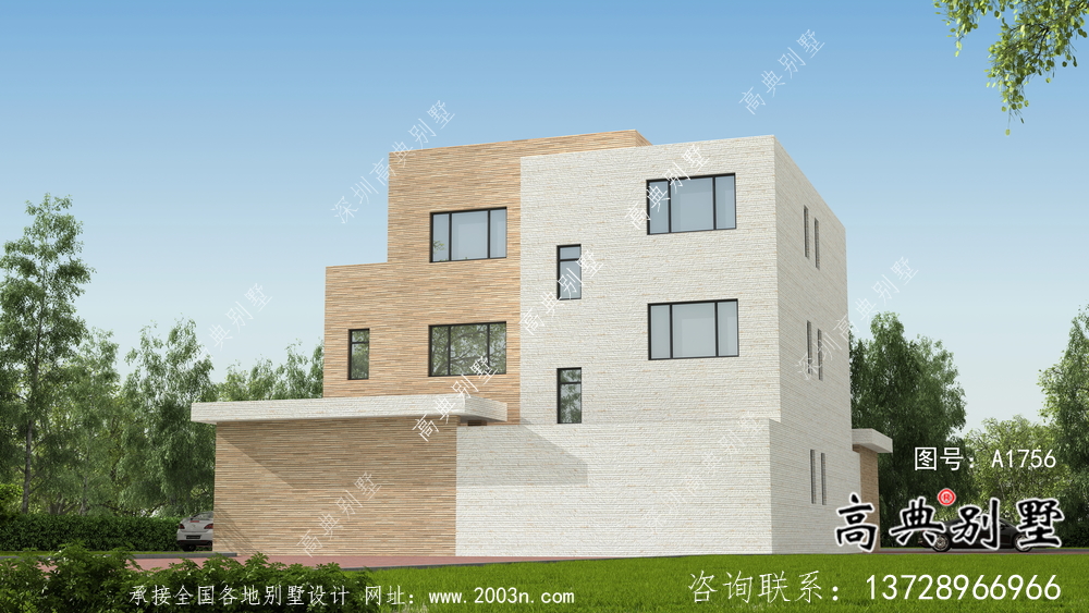 現(xiàn)代簡約精美院子平屋頂別墅設(shè)計圖+設(shè)計效果圖