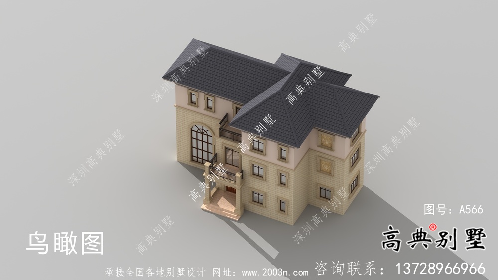 農(nóng)村復(fù)式三層歐式別墅設(shè)計效果圖
