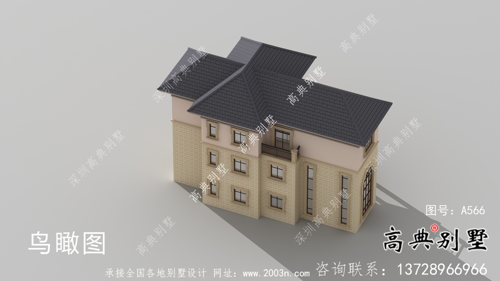 農(nóng)村復(fù)式三層歐式別墅設(shè)計效果圖
