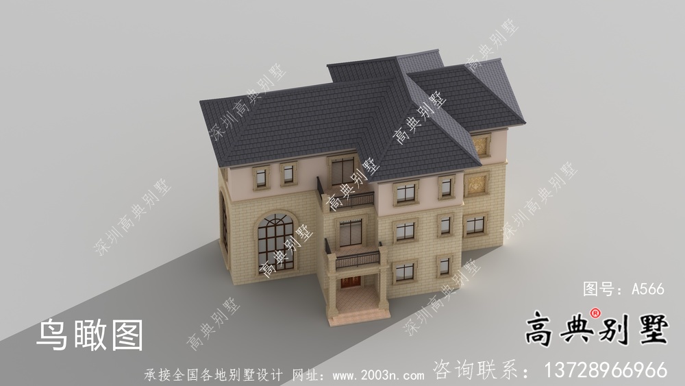 農(nóng)村復(fù)式三層歐式別墅設(shè)計效果圖