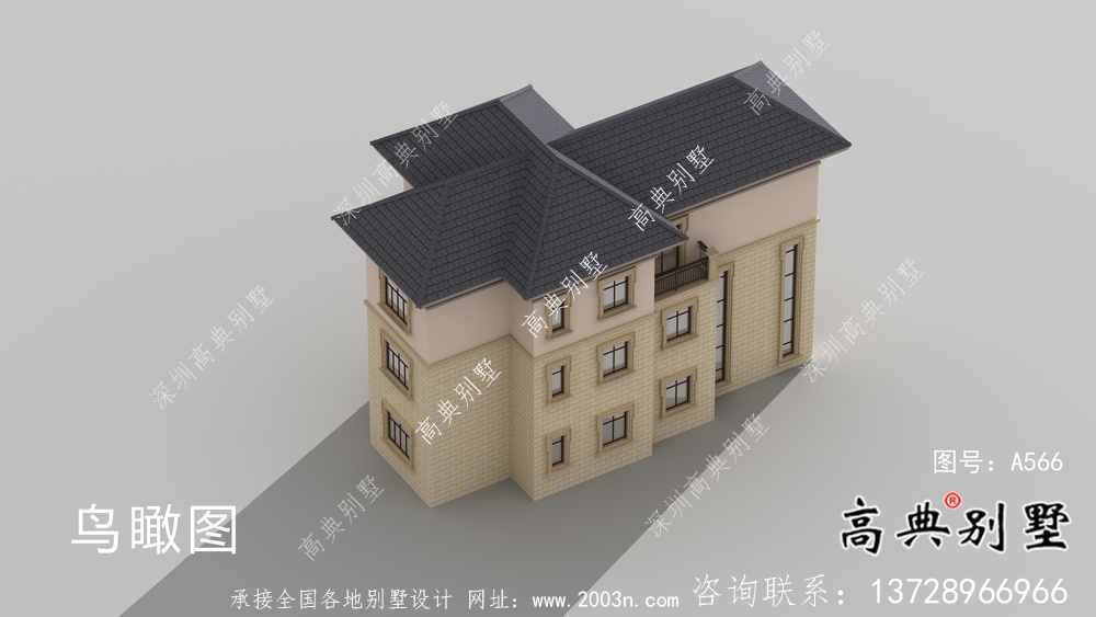 農(nóng)村復(fù)式三層歐式別墅設(shè)計效果圖