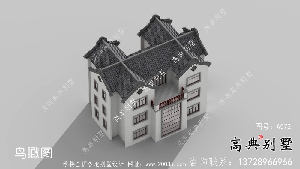 農(nóng)村新中式三層潮派別墅圖紙及效果圖