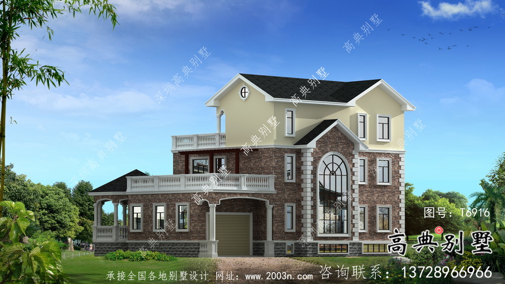 法式風(fēng)格農(nóng)村住宅別墅設(shè)計圖+設(shè)計效果圖