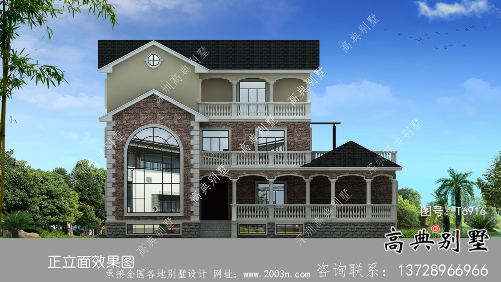 法式風(fēng)格農(nóng)村住宅別墅設(shè)計圖+設(shè)計效果圖