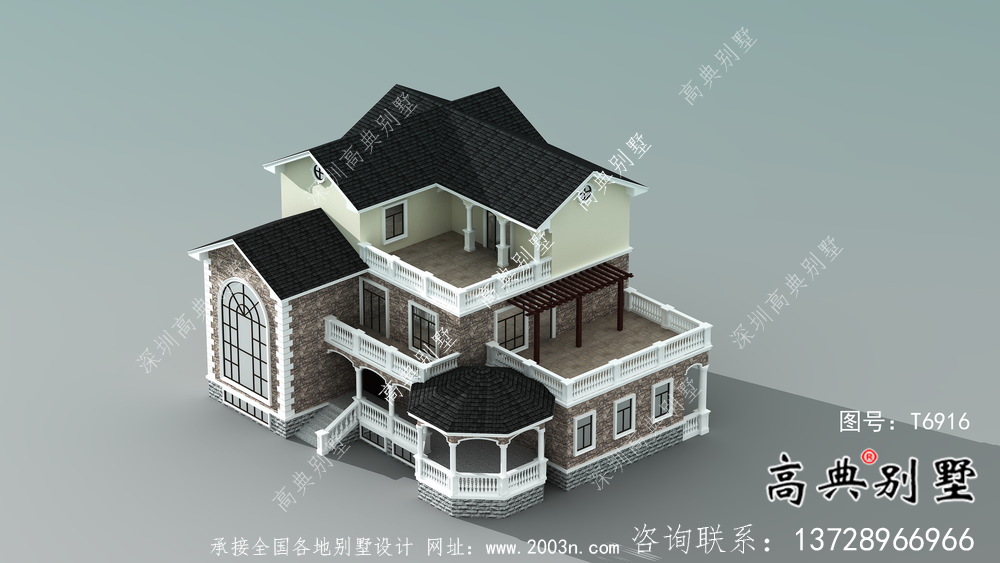 法式風(fēng)格農(nóng)村住宅別墅設(shè)計圖+設(shè)計效果圖