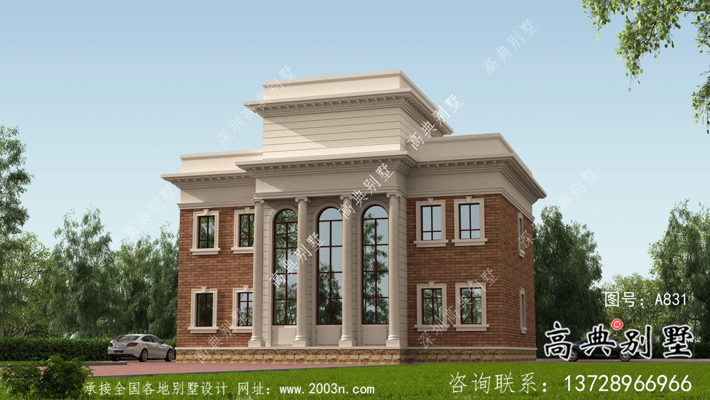 歐式三層復式小洋樓外觀效果圖