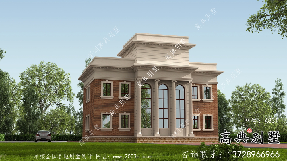 歐式三層復式小洋樓外觀效果圖