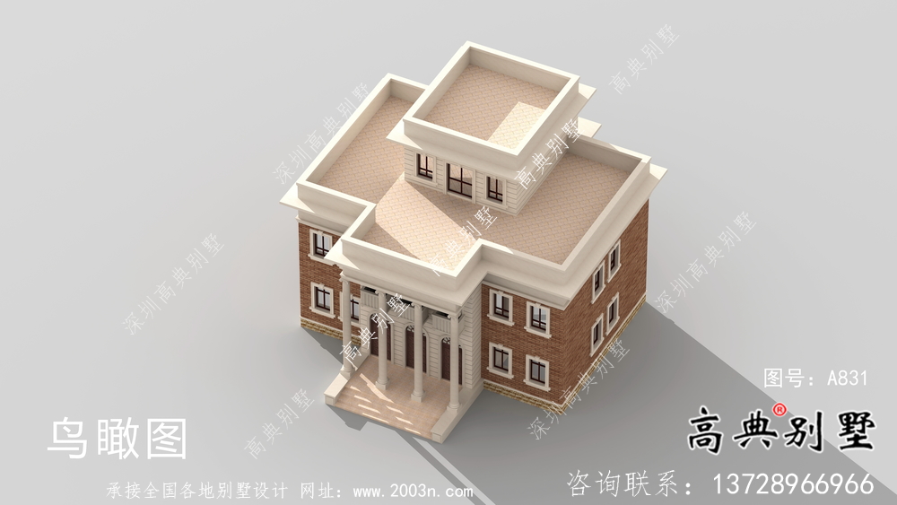 歐式三層復式小洋樓外觀效果圖
