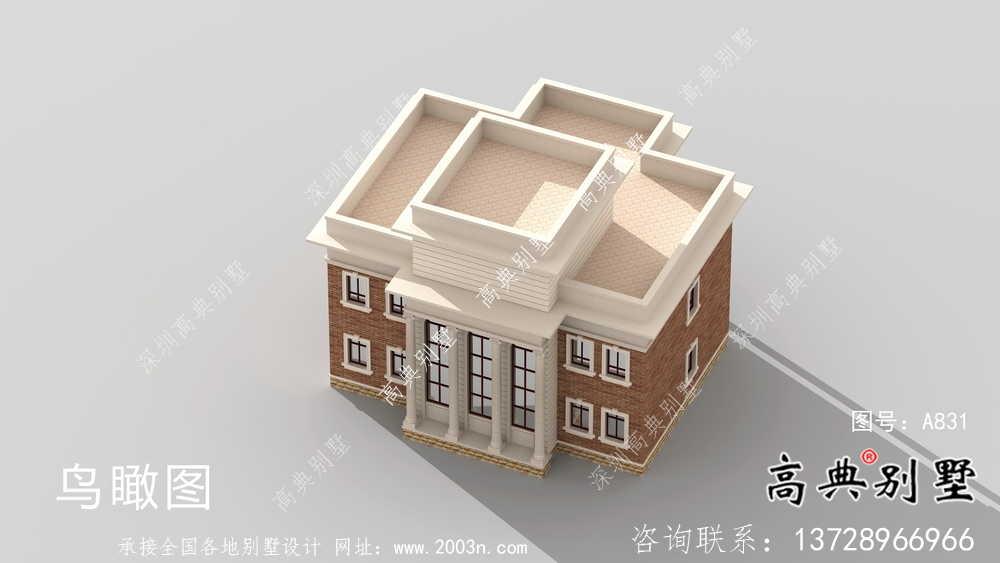 歐式三層復式小洋樓外觀效果圖
