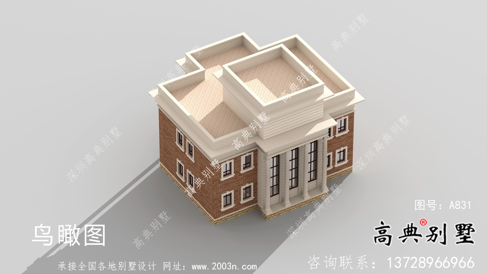 歐式三層復式小洋樓外觀效果圖
