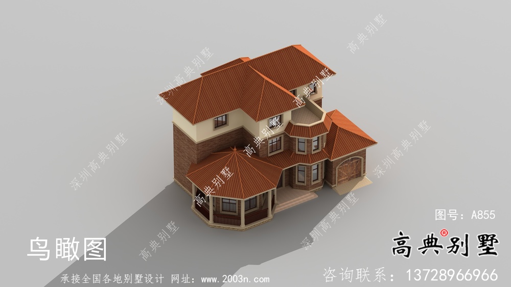 歐式豪華三層鄉(xiāng)村別墅外觀效果圖