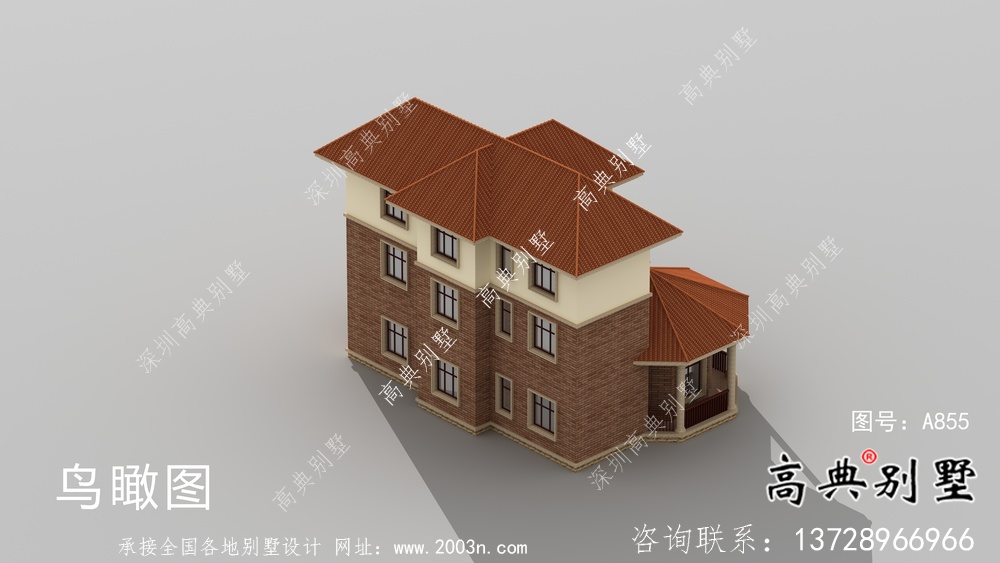 歐式豪華三層鄉(xiāng)村別墅外觀效果圖