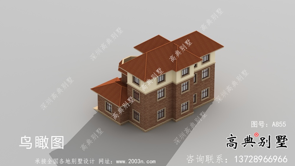歐式豪華三層鄉(xiāng)村別墅外觀效果圖