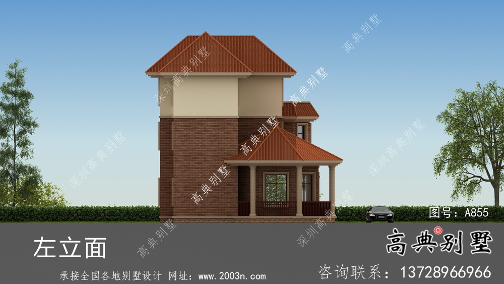 歐式豪華三層鄉(xiāng)村別墅外觀效果圖