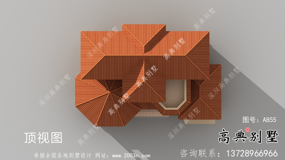 歐式豪華三層鄉(xiāng)村別墅外觀效果圖